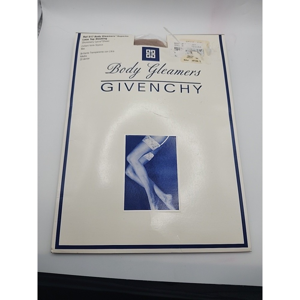 VTG Givenchy Body Gleamers Superbe Lace Top Panty Hose Sz D